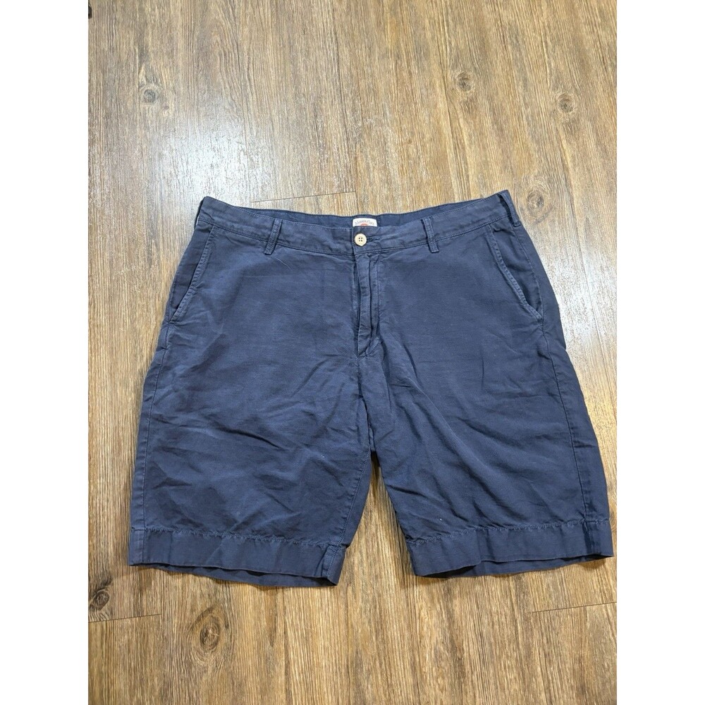 Faherty Malibu Linen Cotton Blend Shorts Chino Lightweight 34x9 Mens Blue